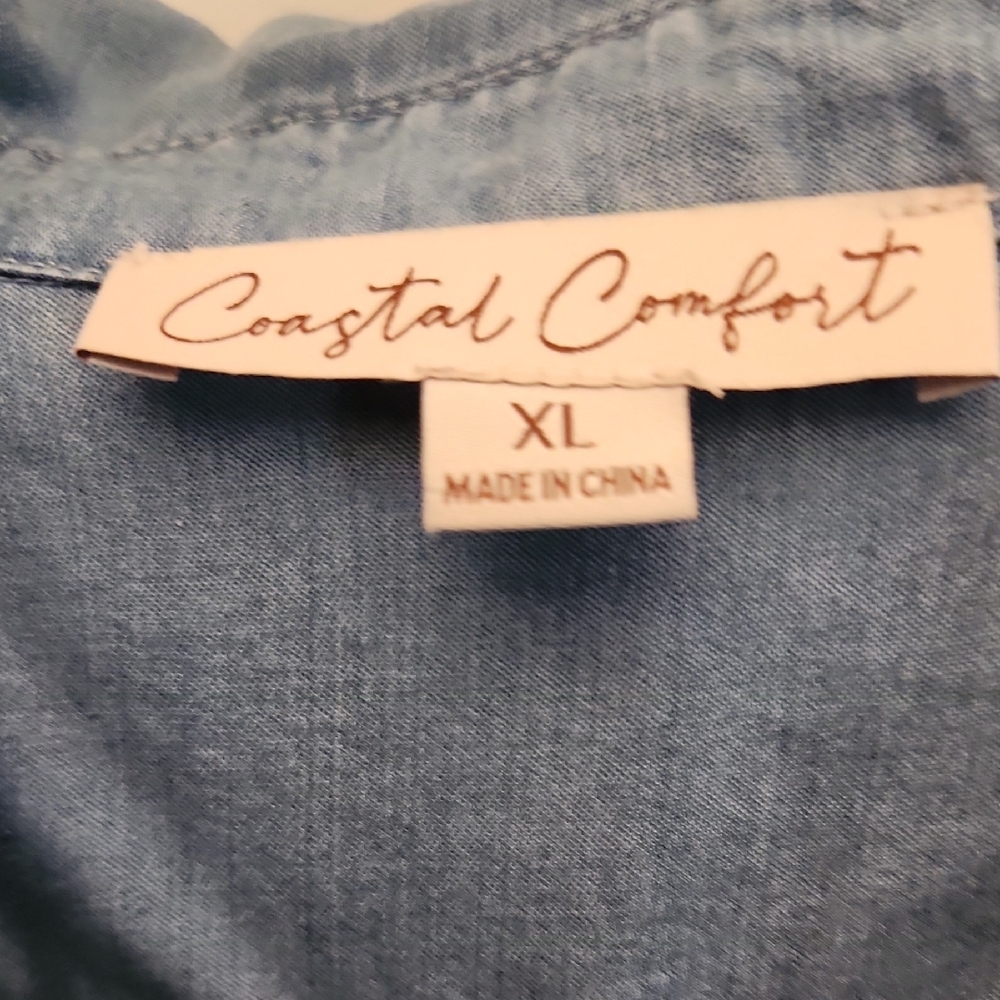 NWT Blue Casual Button Down Dress - Picture 2 of 6